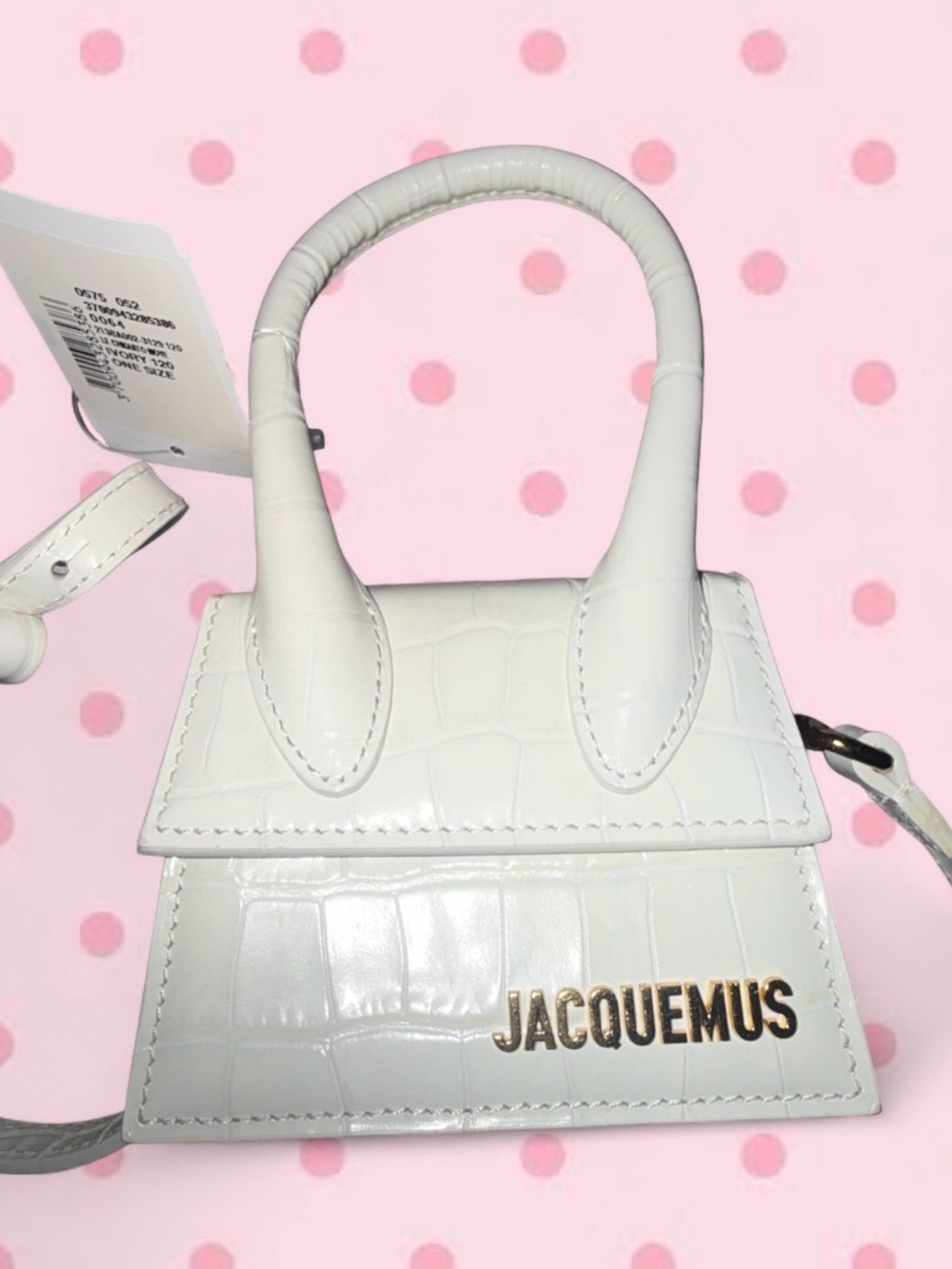 Jacquemus White Croc-Embossed Le Chiquito Nano Top-Handle (new)